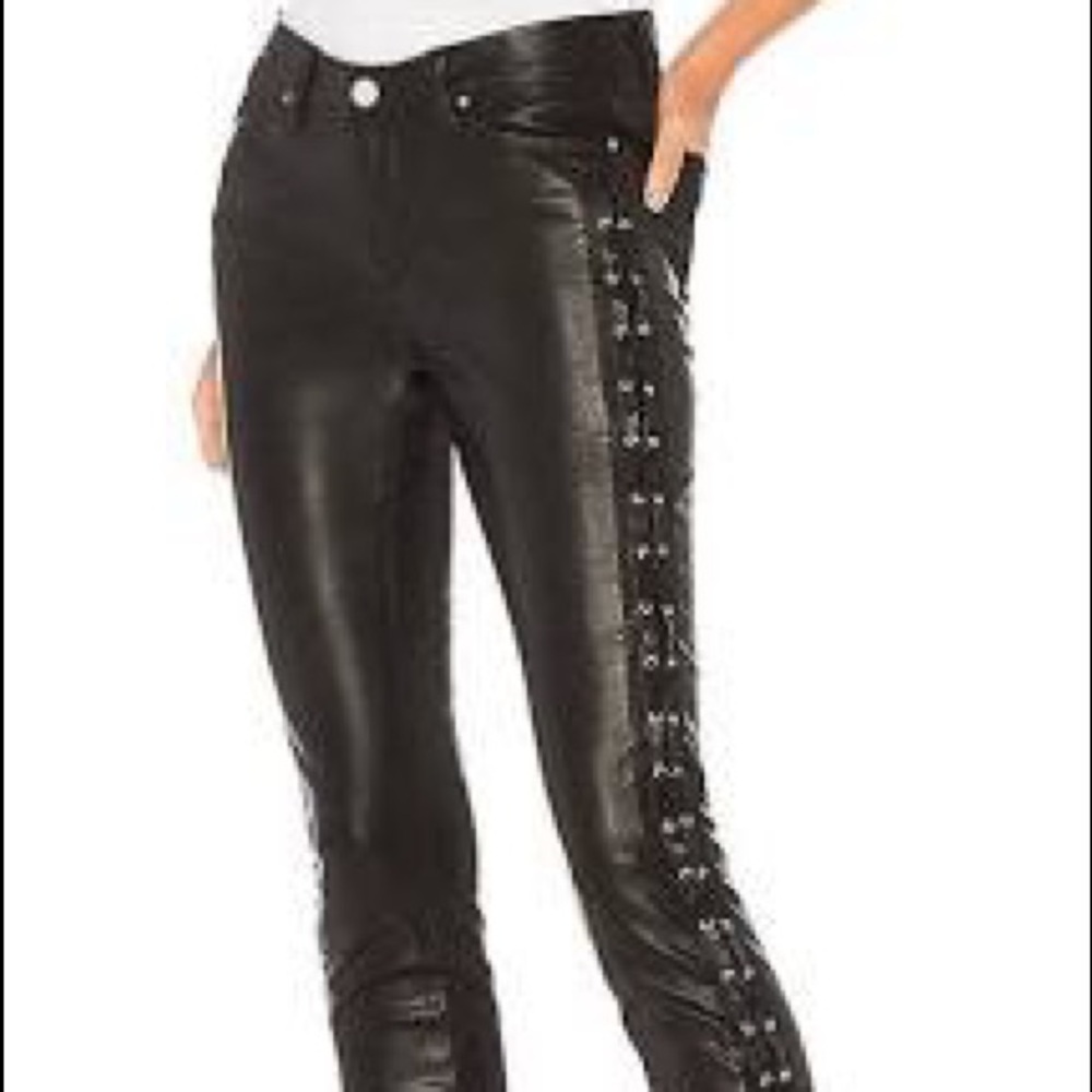 Blank NYC Vegan Leather Pants, Side Braiding